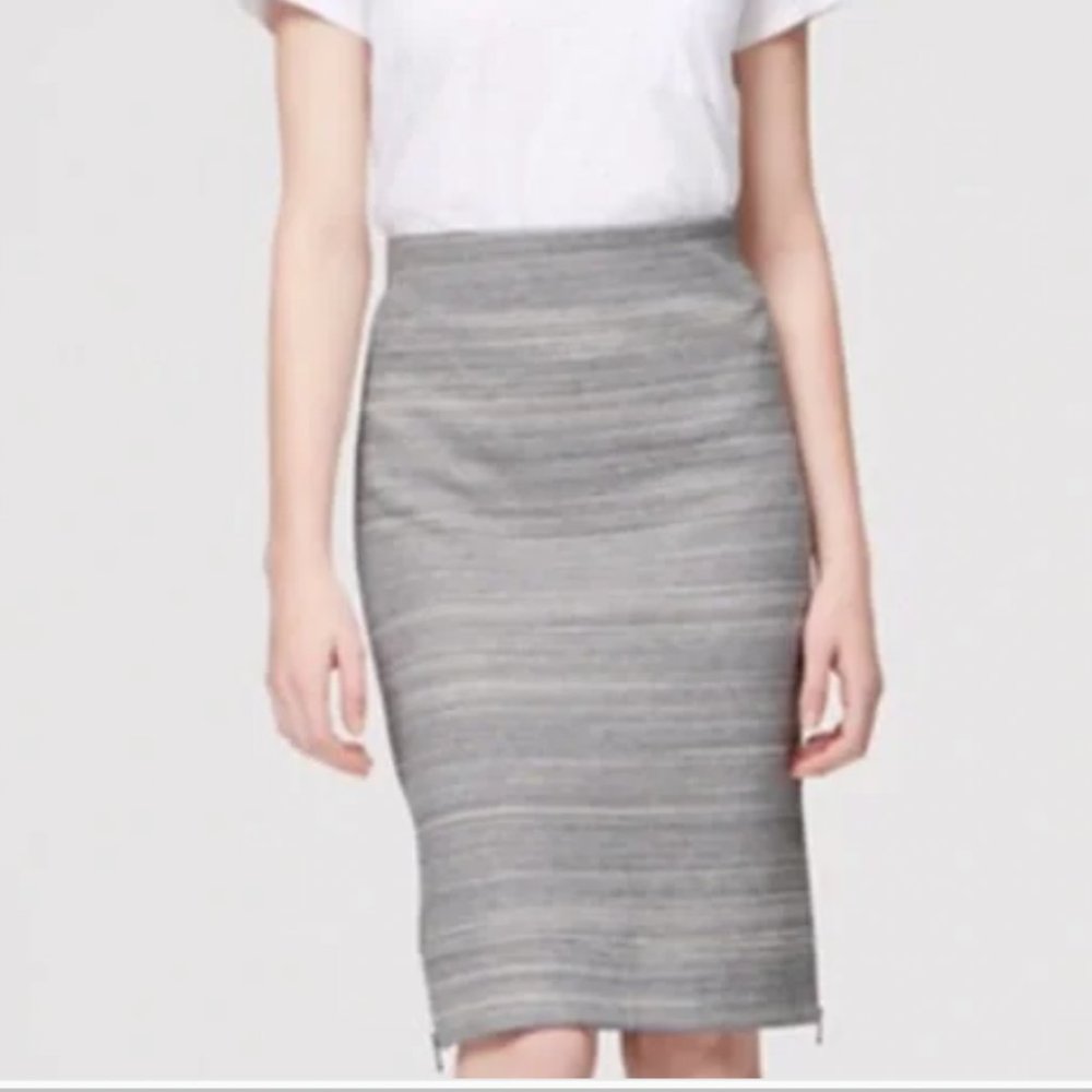LOFT Gray Pencil Skirt with Zippers